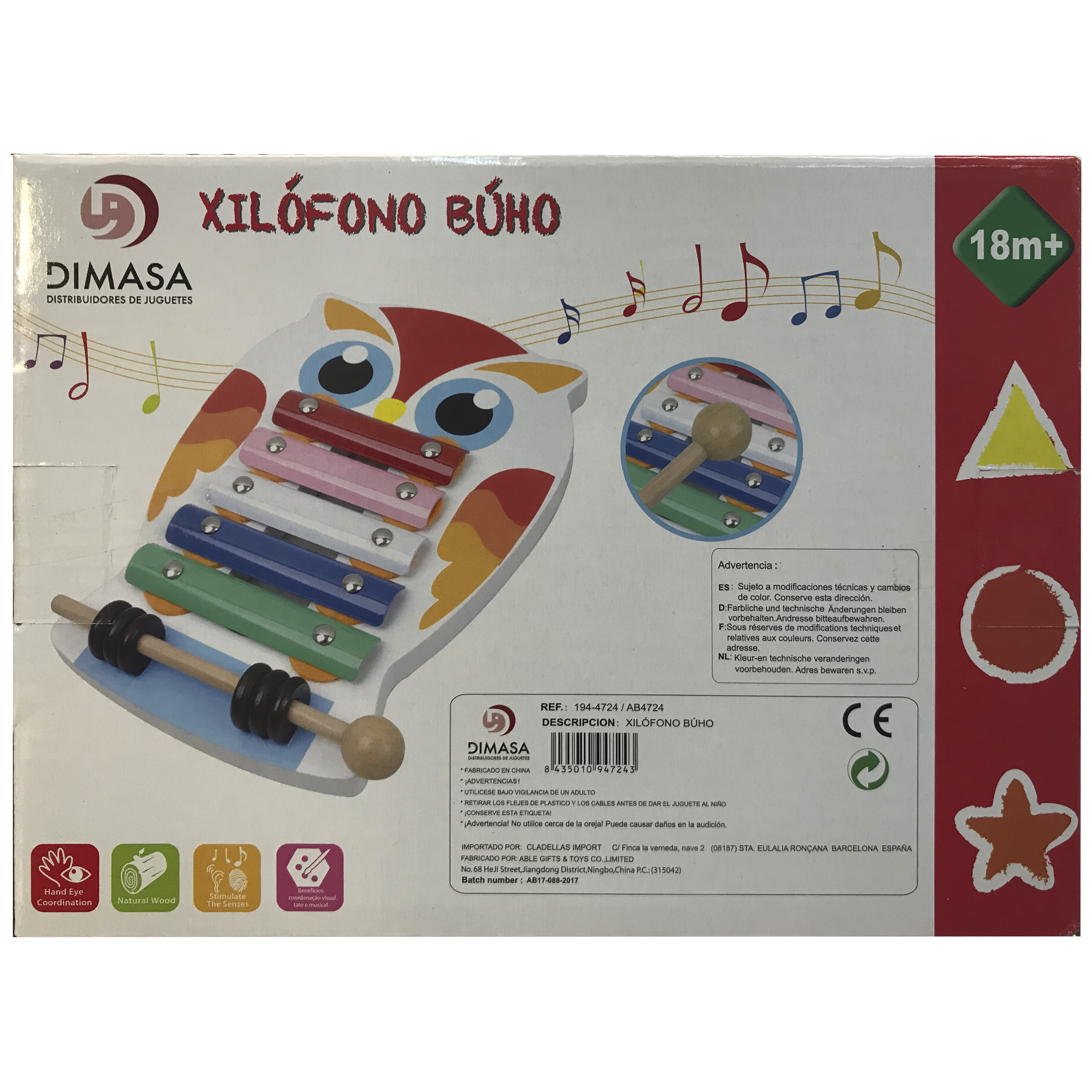 juguete musical madera xilófono búho