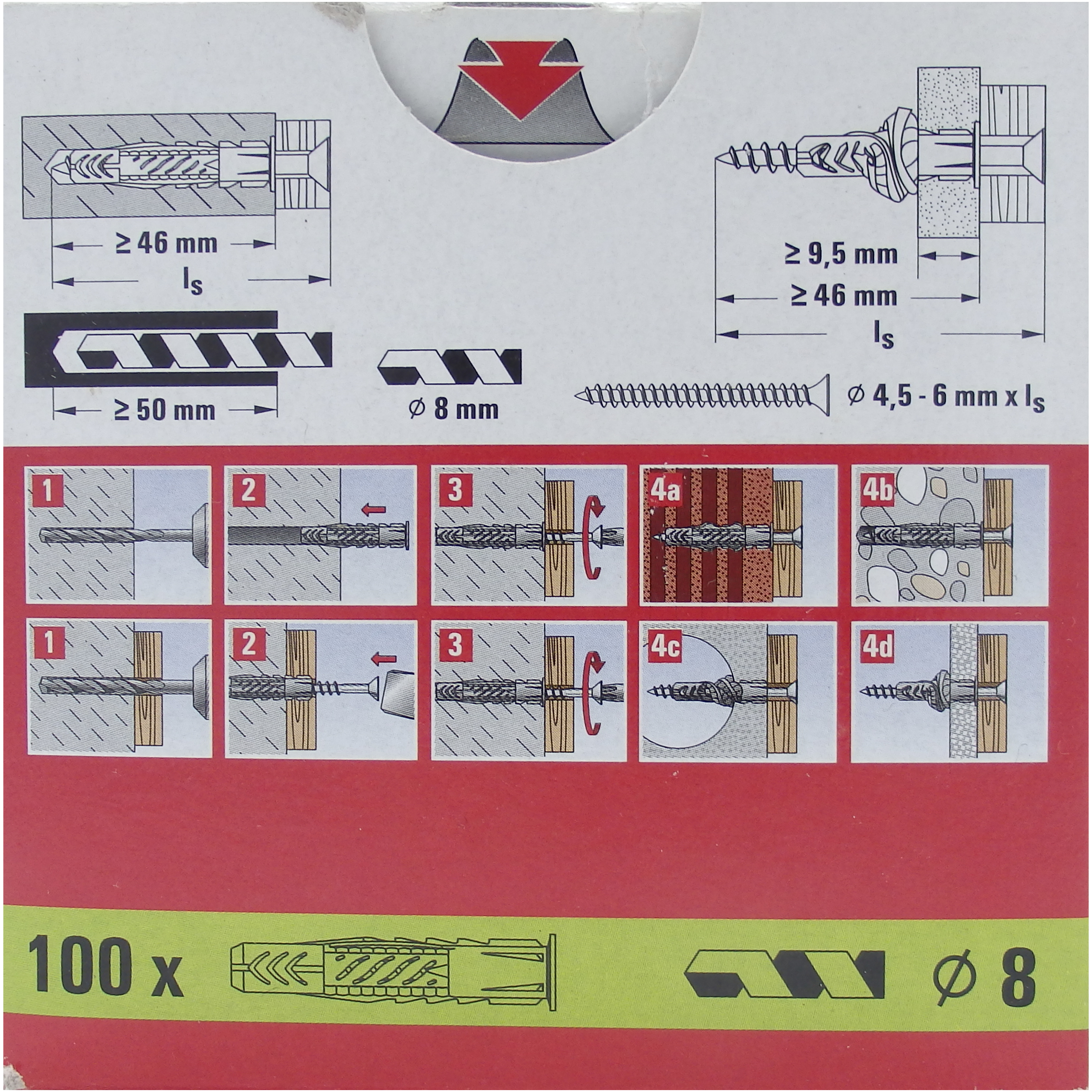 caja 100 tacos pladur fischer ux 8x40
