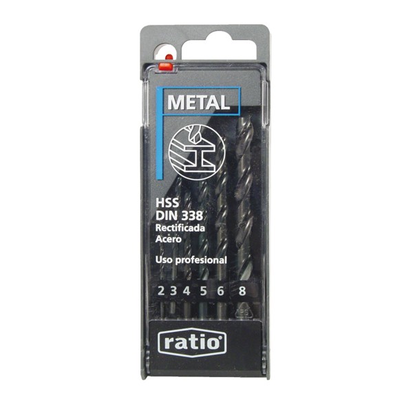 BROCA HSS ESTUCHE 6 UNIDADES JUEGO RECTIFICADAS PARA METAL MARCA RATIO 