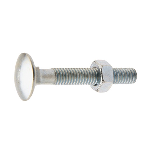 TORNILLO DIN603 ZN 6X50 CINCADO CABEZA REDONDA, CUELLO CUADRADO, TUERCA DIN934 INCLUIDA