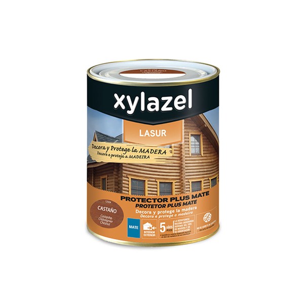 XYLAZEL LASUR PROTECTOR PLUS MATE CASTA&Ntilde;O 250ML DECORA Y PROTEGE LA MADERA 5 A&Ntilde;OS