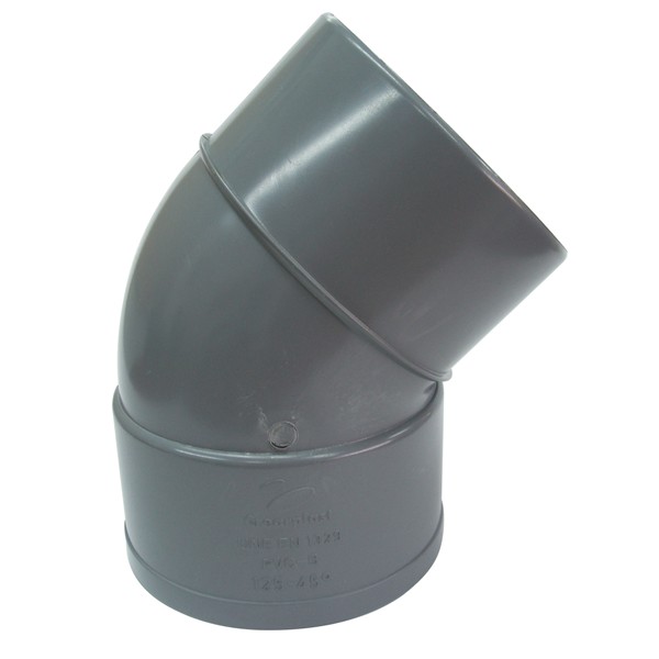 PVC CODO SIMPLE 45&ordm; 110mm MACHO-HEMBRA ACCESORIO PARA TUBERIA DE EVACUACI&Oacute;N SANITARIA DE 110mm