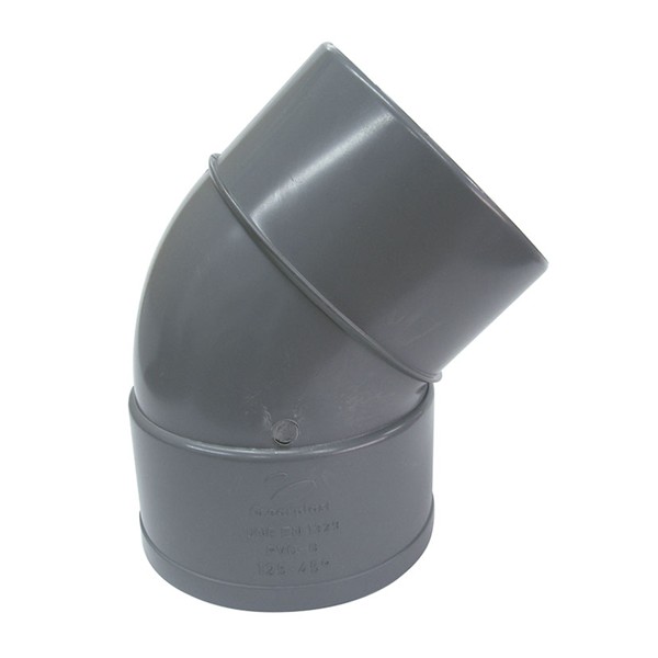 PVC CODO SIMPLE 45&ordm; 75mm MACHO-HEMBRA ACCESORIO PARA TUBERIA DE EVACUACI&Oacute;N SANITARIA DE 75mm