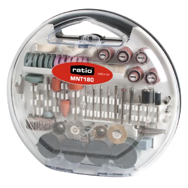 ACCESORIOS PARA MINITALADRO RATIO MNT.130 CON 180 PIEZAS SURTIDAS TIPO DREMEL