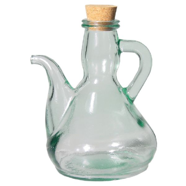 ACEITERA 250cc SEMI ARTESANAL DE CRISTAL CON TAPON DE CORCHO 1/4L