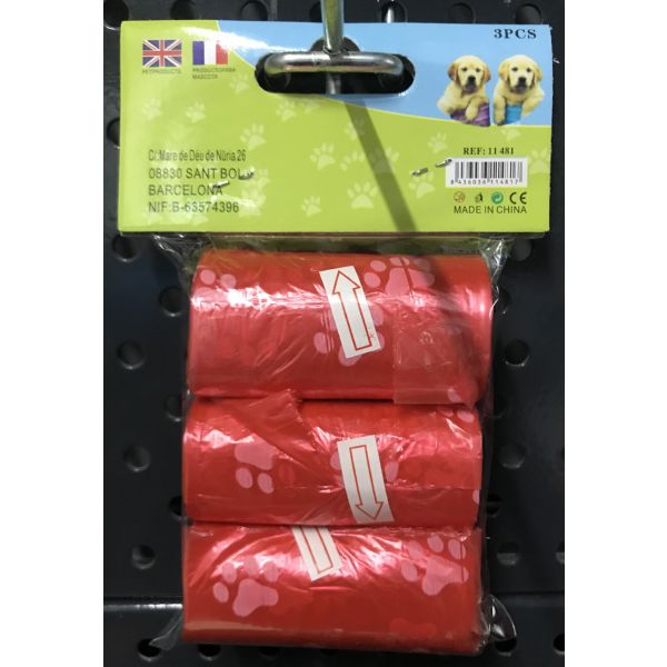 BOLSITAS HIGI&Eacute;NICAS PARA PERRO PAQUETE 3 UNIDADES COLORES SURTIDOS