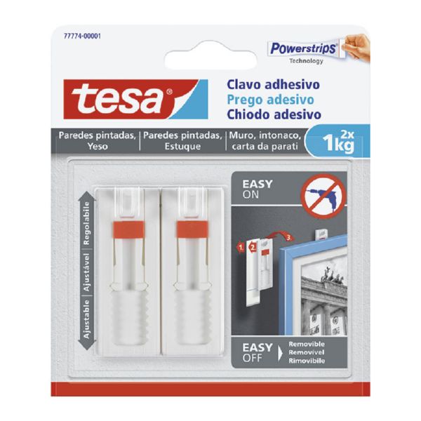 CLAVO AJUSTABLE ADHESIVO HASTA 1 KG SUPERFICIES DELICADAS