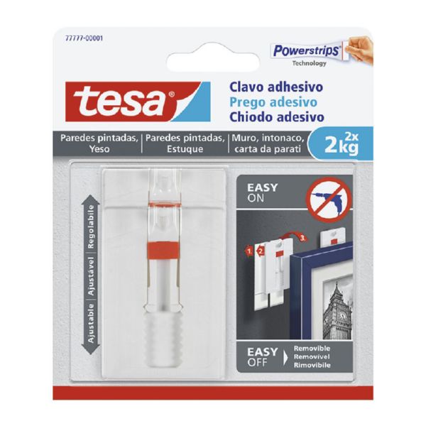 CLAVO AJUSTABLE ADHESIVO HASTA 2 KG SUPERFICIES DELICADAS