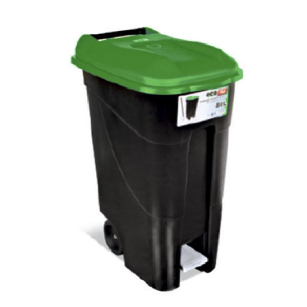 CONTENEDOR C/PEDAL 80LTS.TAPA VERDE TAYG