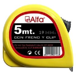 FLEXOMETRO ALFA FRENO Y  CLIP 5M 19mm AMARILLO