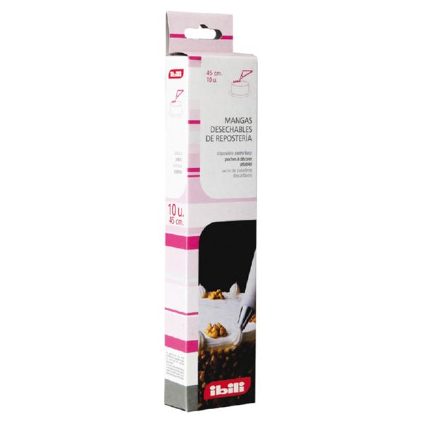 IBILI MANGA PASTELERA DE 45CM DESECHABLE DE REPOSTERIA CAJA CON 10unidades