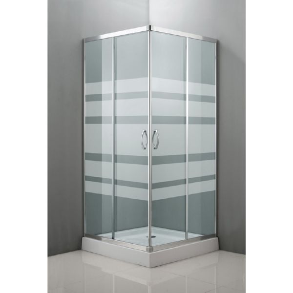 MAMPARA RECTANGULAR DUCHA CRISTAL SERIG. HORIZONTAL 80x80 Cm. CROMO