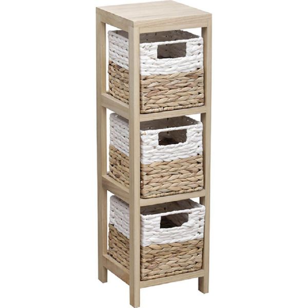 MUEBLE AUX.3 CESTAS BLANCO/NATURAL 22x22