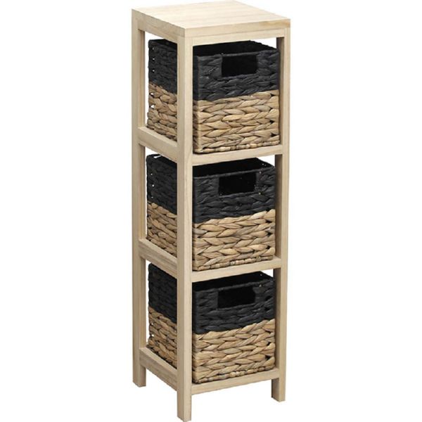 MUEBLE AUX.3 CESTAS NEGRO/NATURAL 22x22
