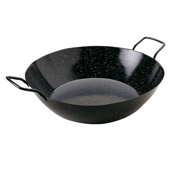 PAELLERA ESMALTADA HONDA CON ASAS 38 CM.