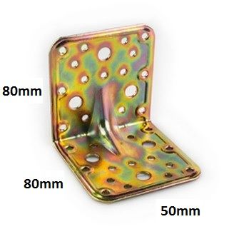 SOPORTE ANGULO ENSAMBLAR BICROMATADO 80X80X50mm ESP 2,2mm MONTAJE VIGAS
