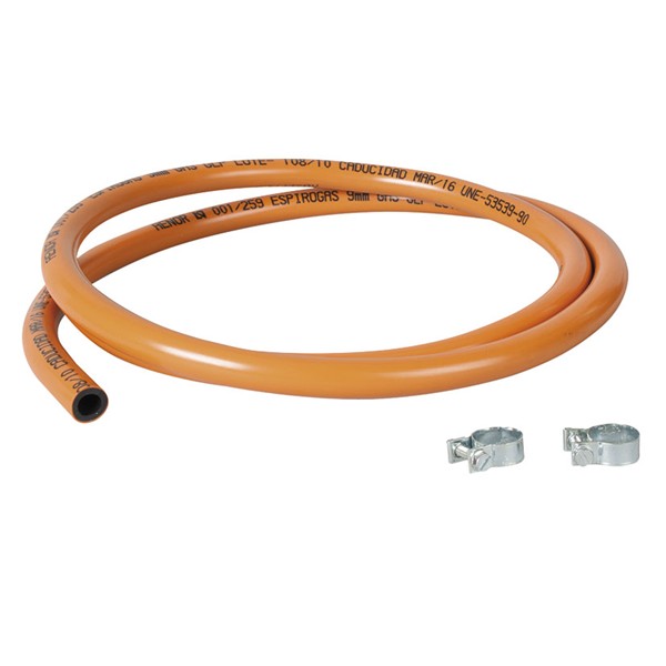 TUBO PLASTICO PARA GAS BUTANO DE 1,5M + 2 ABRAZADERAS