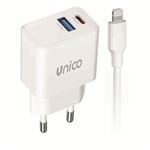 Cargador dual USB y USB-C con cable UNIC