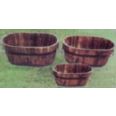 MACETERO OVALADO 14x32x18cm MADERA BAMBU C/ANILLAS MET&Aacute;LICA PEQUE&Ntilde;O
